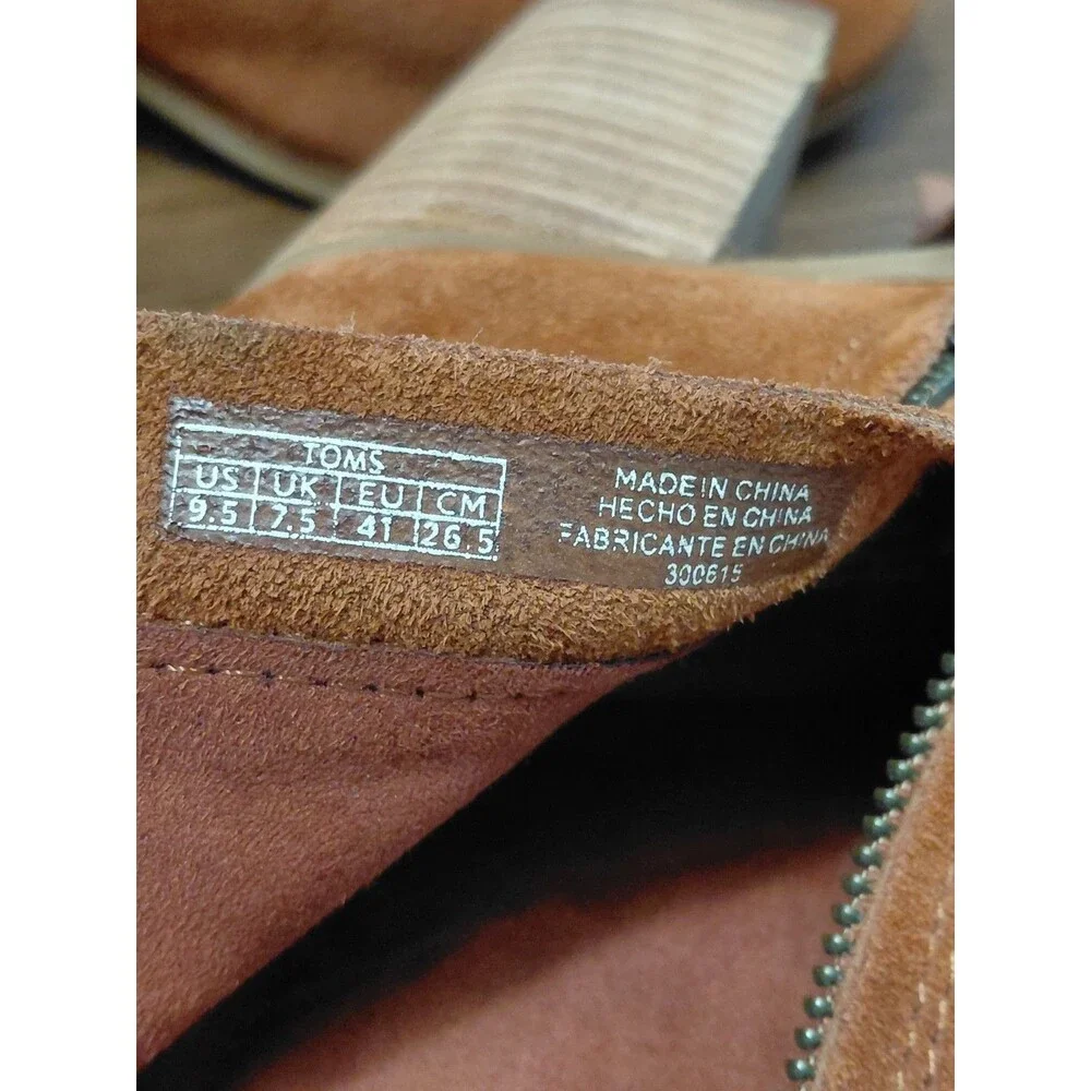 Toms Lunata Booties Ankle Boots Cognac Suede Fringe Women's Size 9.5 Side Zipper - Picture 7 of 10